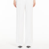 Straight-fit wool satin trousers