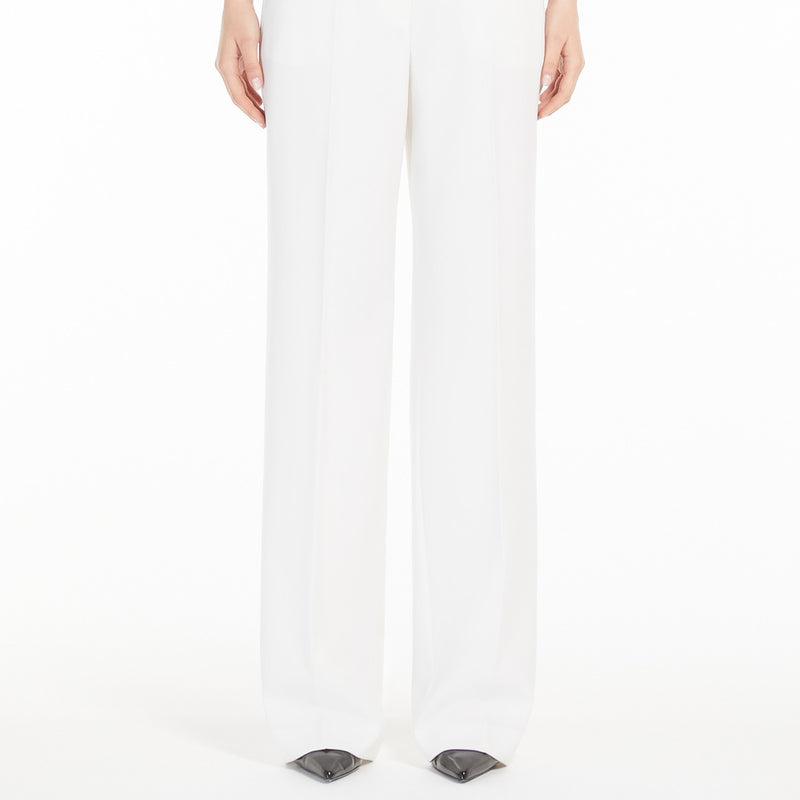 Straight-fit wool satin trousers