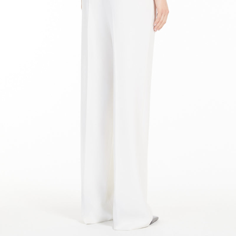 Straight-fit wool satin trousers