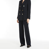 Straight-fit wool satin trousers