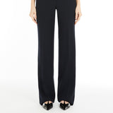 Straight-fit wool satin trousers
