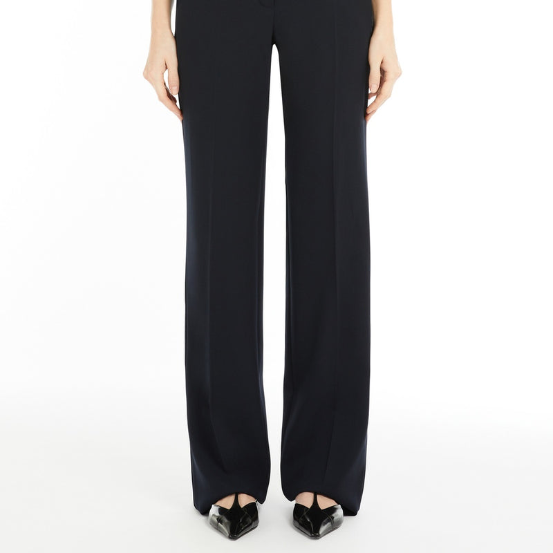 Straight-fit wool satin trousers