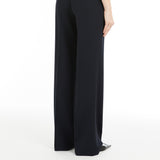 Straight-fit wool satin trousers
