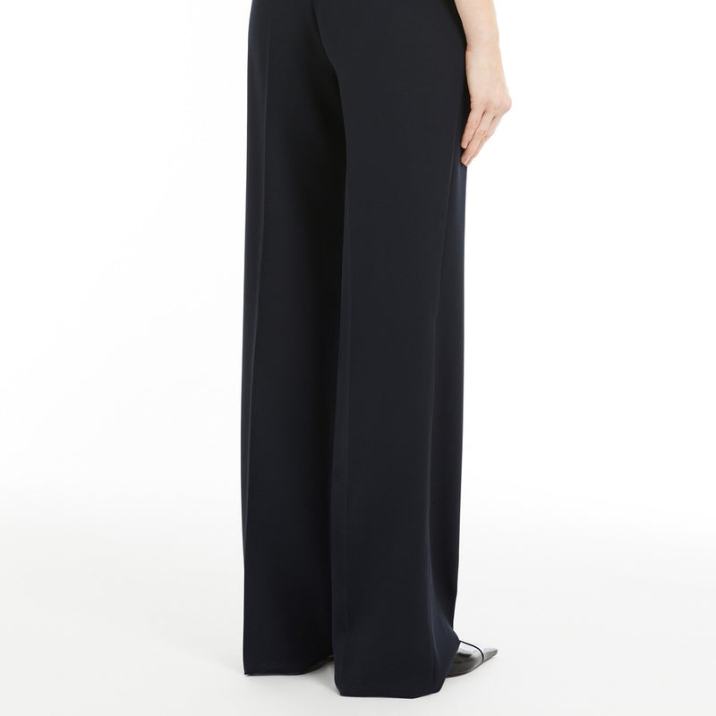 Straight-fit wool satin trousers