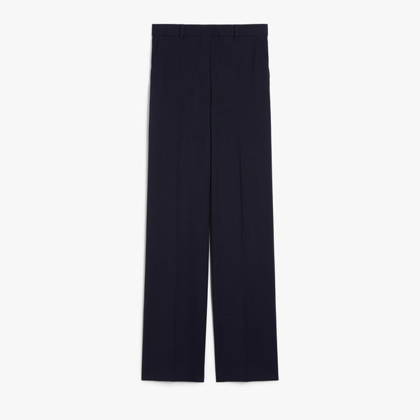 Straight-fit wool satin trousers