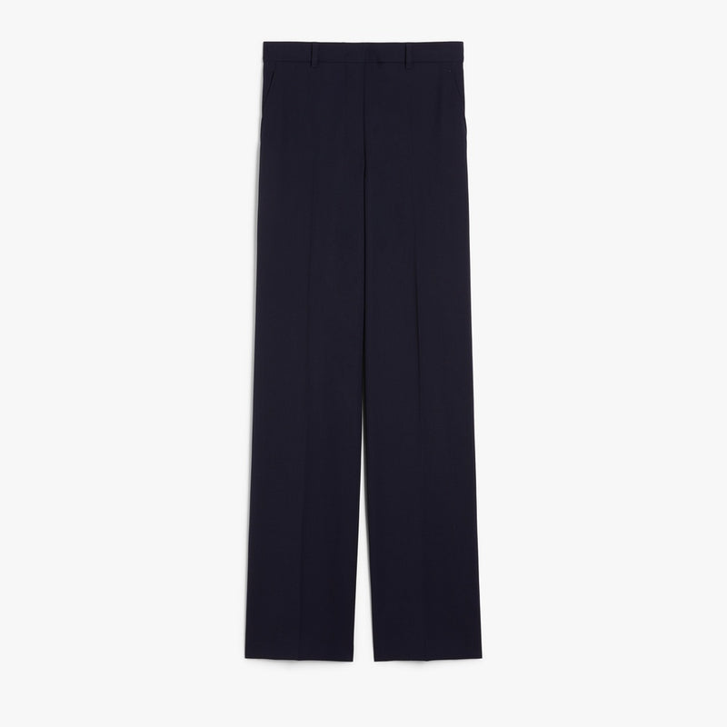 Straight-fit wool satin trousers