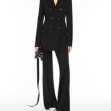 High-waisted scuba jersey trousers