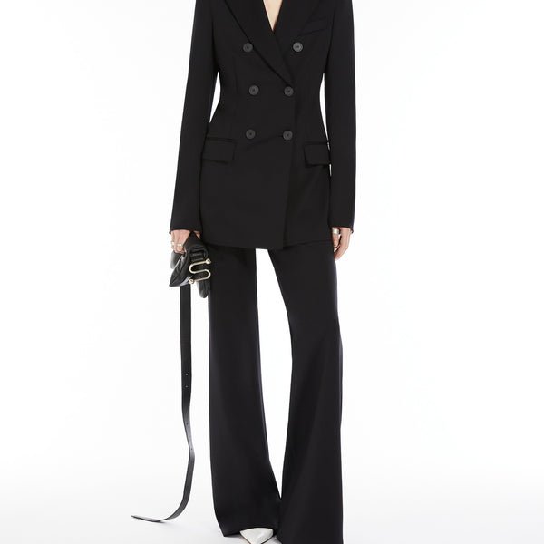 High-waisted scuba jersey trousers