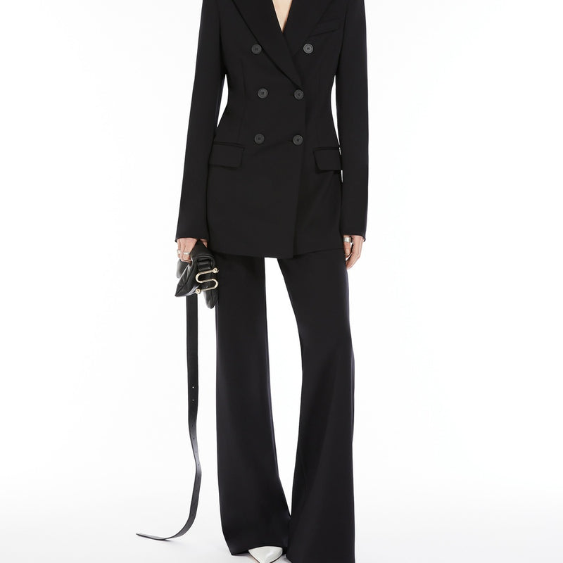 High-waisted scuba jersey trousers