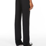 Flared viscose and linen twill trousers