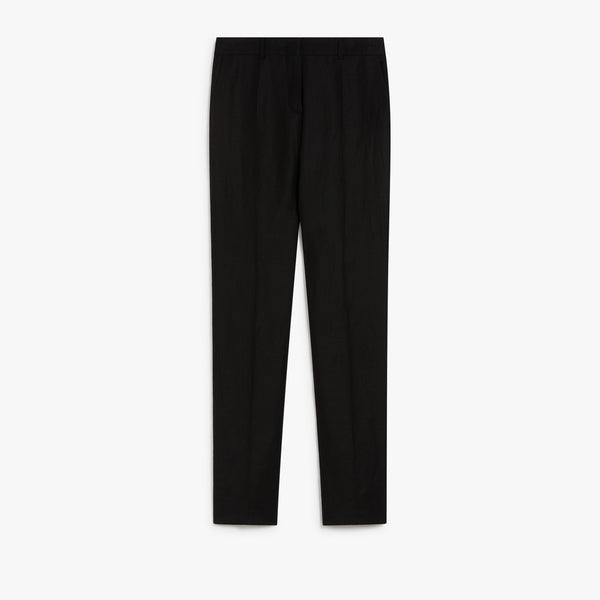 Flared viscose and linen twill trousers