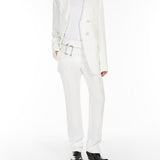 Flared viscose and linen twill trousers