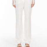 Flared viscose and linen twill trousers