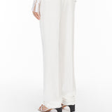 Flared viscose and linen twill trousers