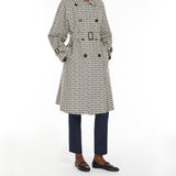 Double-breasted trench coat in water-repellent jacquard