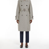 Double-breasted trench coat in water-repellent jacquard