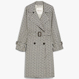 Double-breasted trench coat in water-repellent jacquard