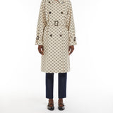 Double-breasted trench coat in water-repellent jacquard