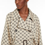 Double-breasted trench coat in water-repellent jacquard