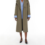 Oversized trench coat in water-repellent twill