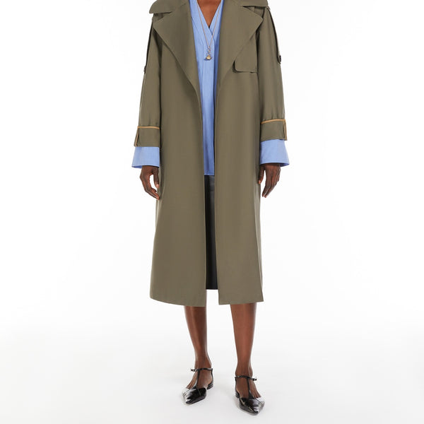 Oversized trench coat in water-repellent twill