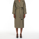 Oversized trench coat in water-repellent twill