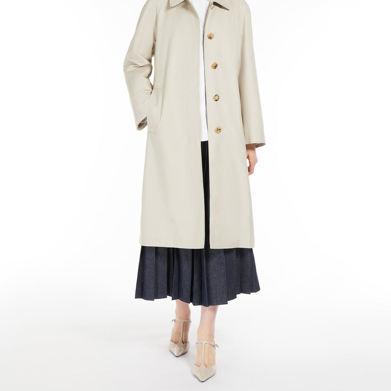 Single-breasted water-repellent twill trench coat