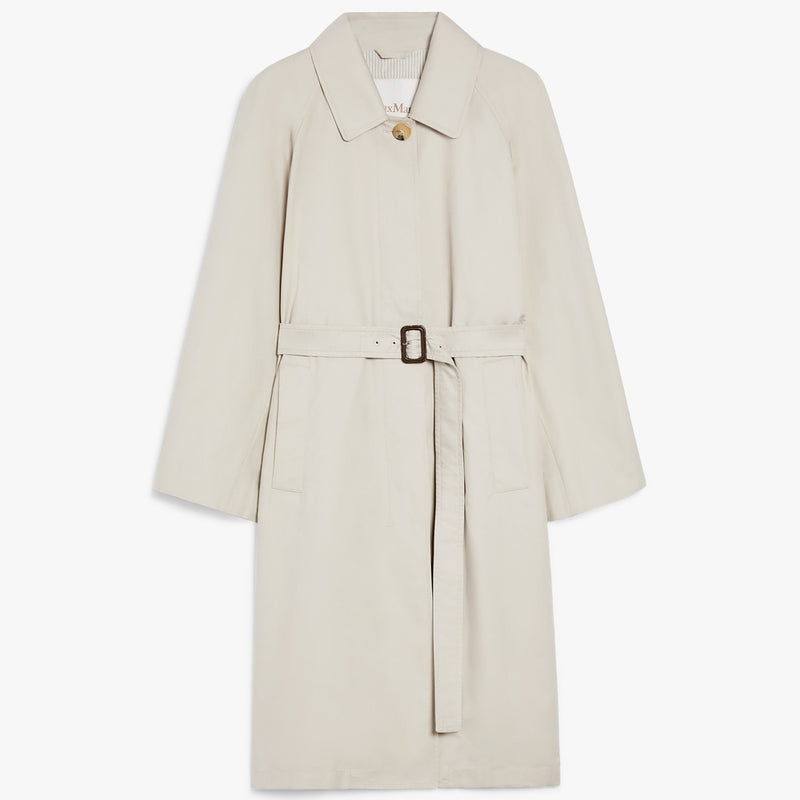 Single-breasted water-repellent twill trench coat
