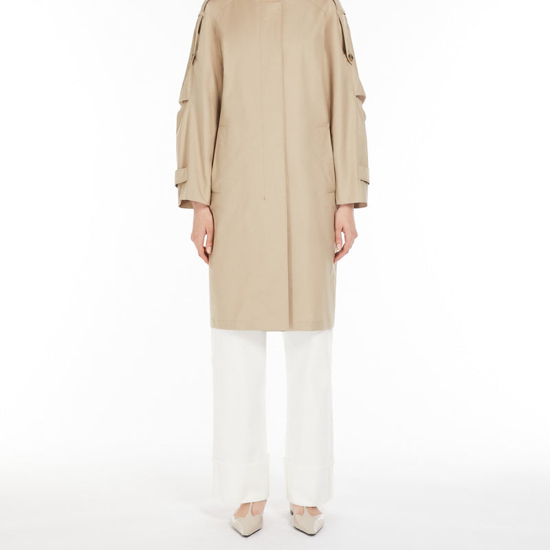 Water-repellent cotton midi trench coat