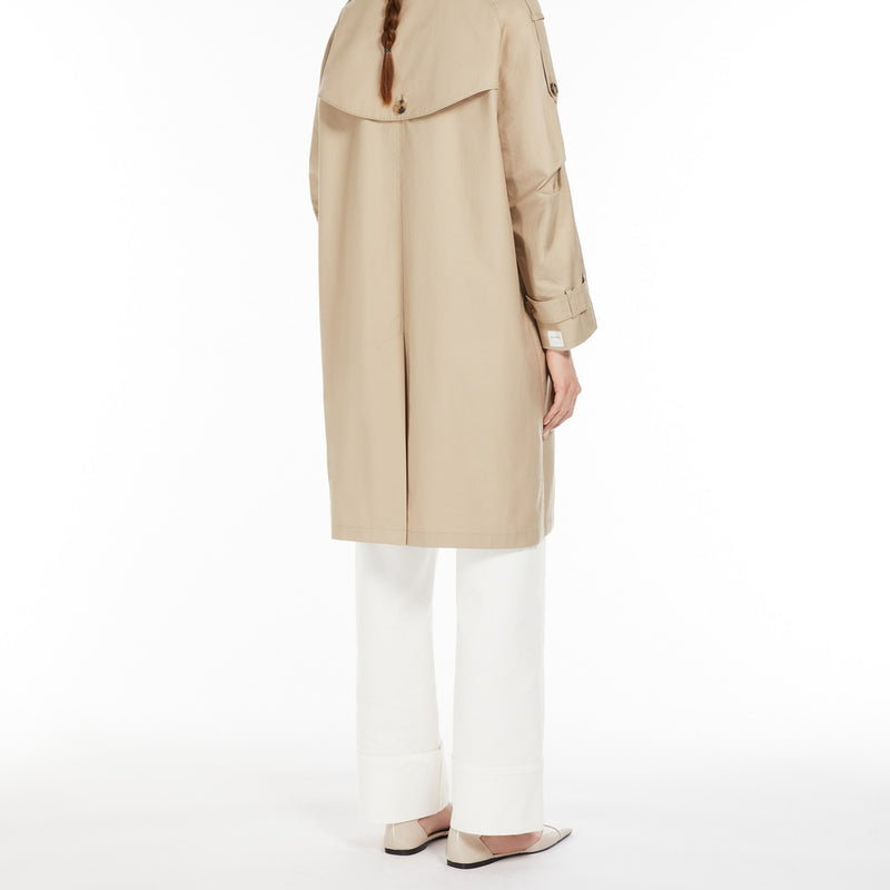 Water-repellent cotton midi trench coat