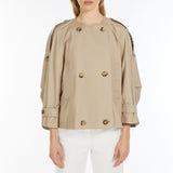 Water-repellent twill crew-neck trench coat