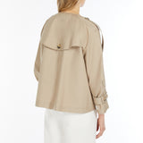 Water-repellent twill crew-neck trench coat