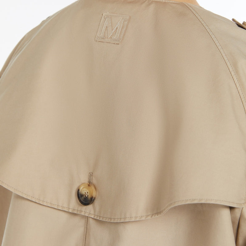 Water-repellent twill crew-neck trench coat