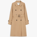 Water-repellent twill midi trench coat
