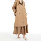 Water-repellent twill midi trench coat