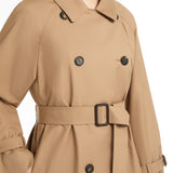 Water-repellent twill midi trench coat