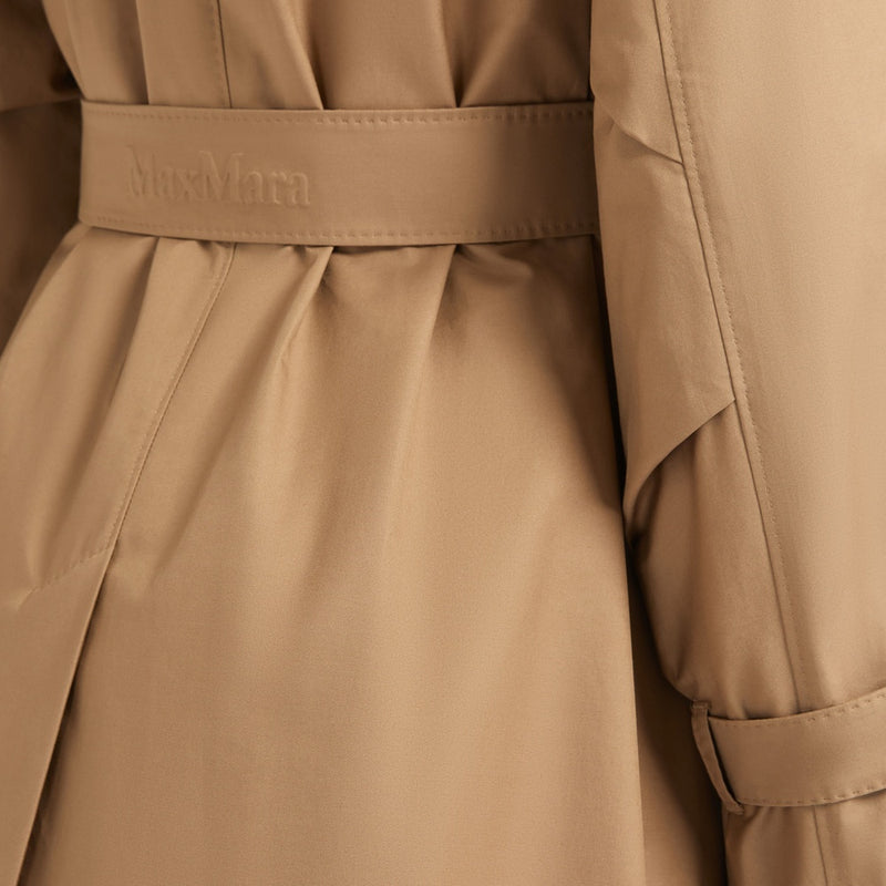 Water-repellent twill midi trench coat