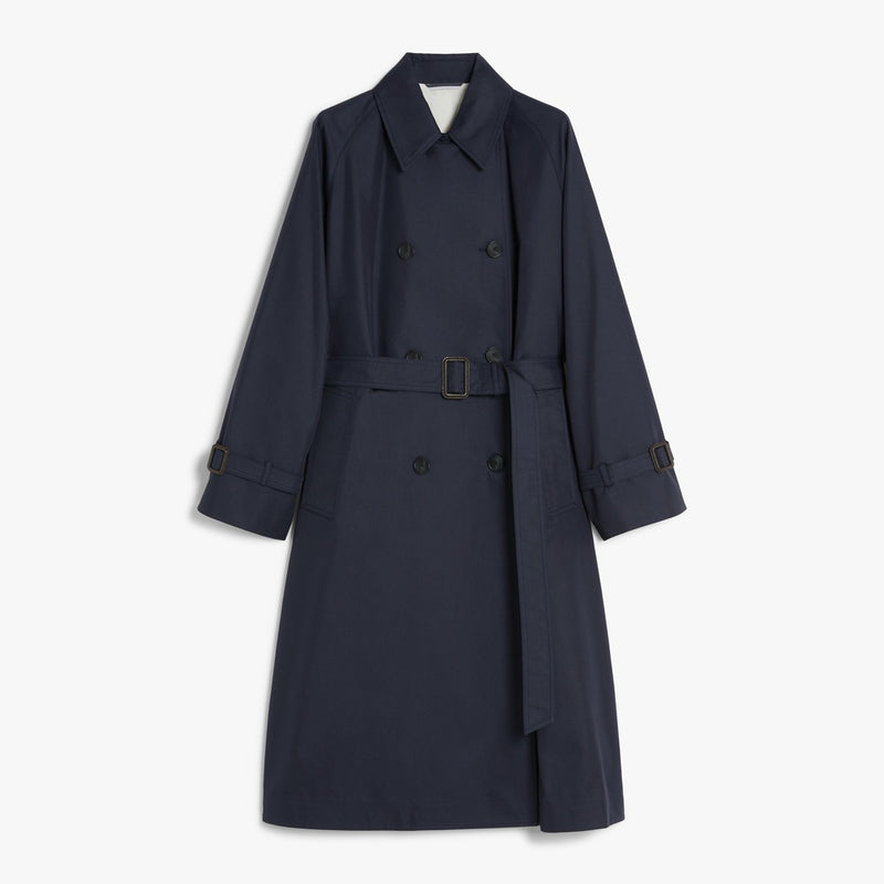 Reversible trench coat in water-repellent gabardine
