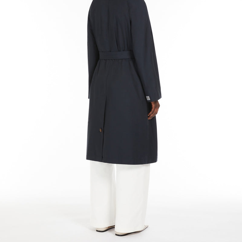 Single-breasted water-repellent twill trench coat
