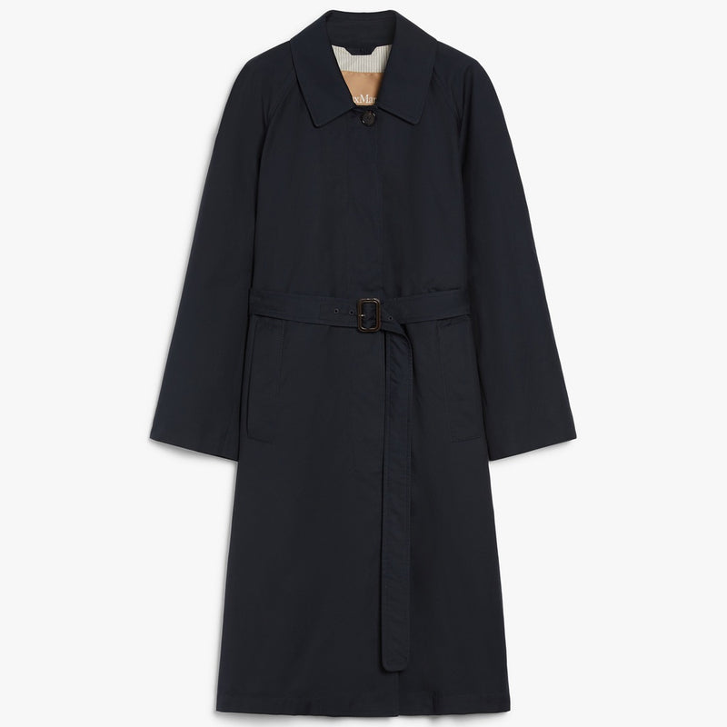 Single-breasted water-repellent twill trench coat