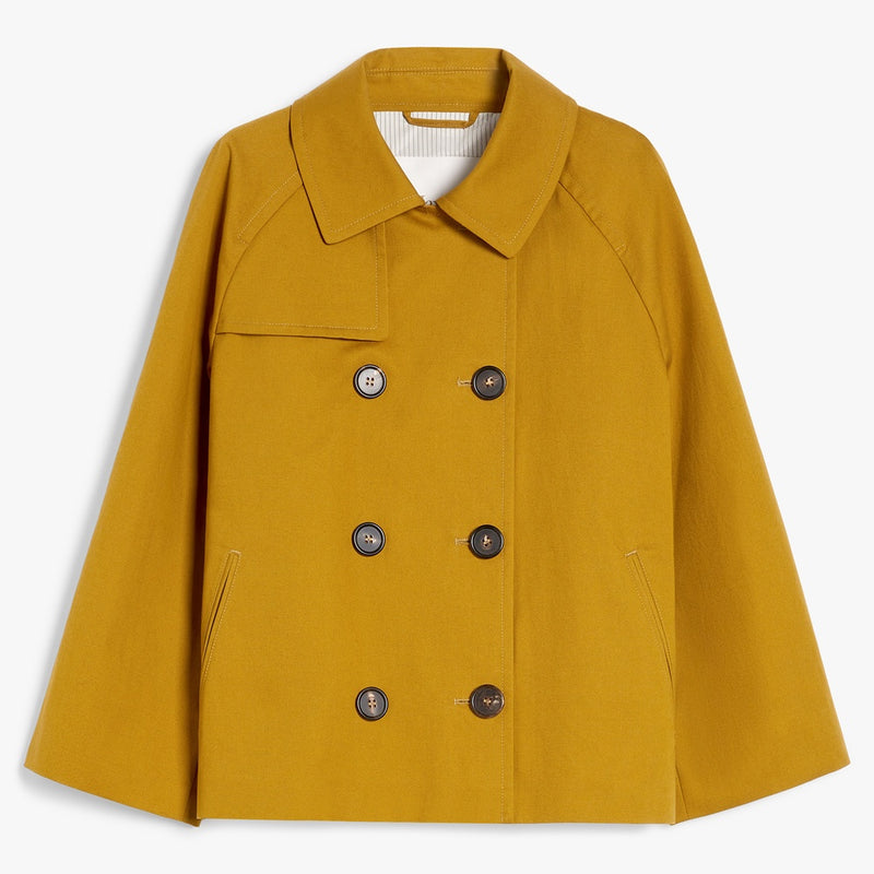 Water-repellent cotton and linen cropped trench coat
