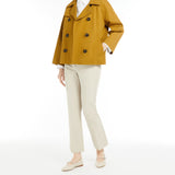 Water-repellent cotton and linen cropped trench coat