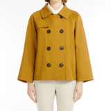 Water-repellent cotton and linen cropped trench coat