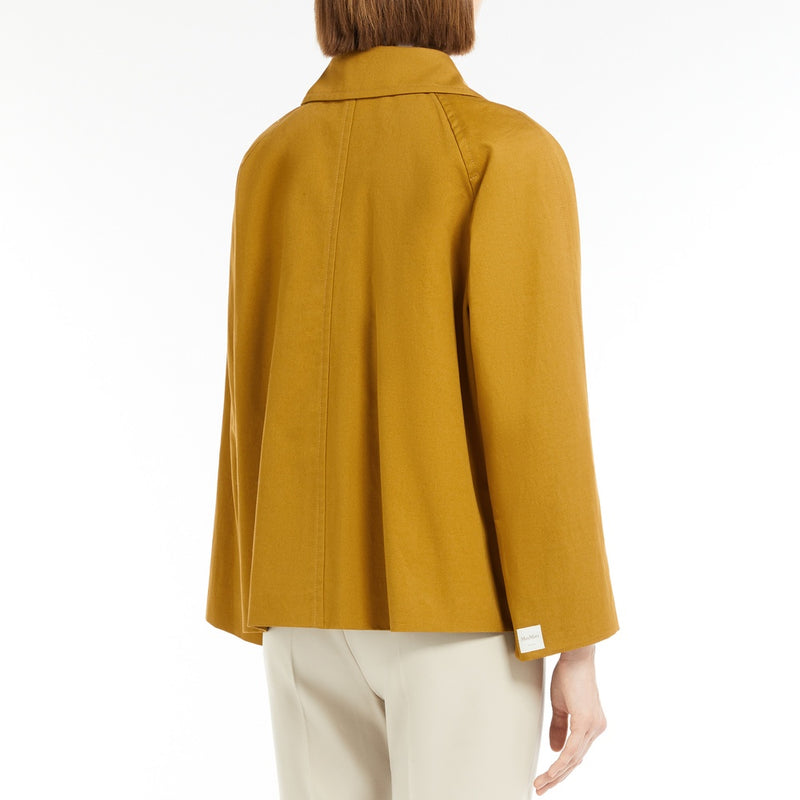 Water-repellent cotton and linen cropped trench coat