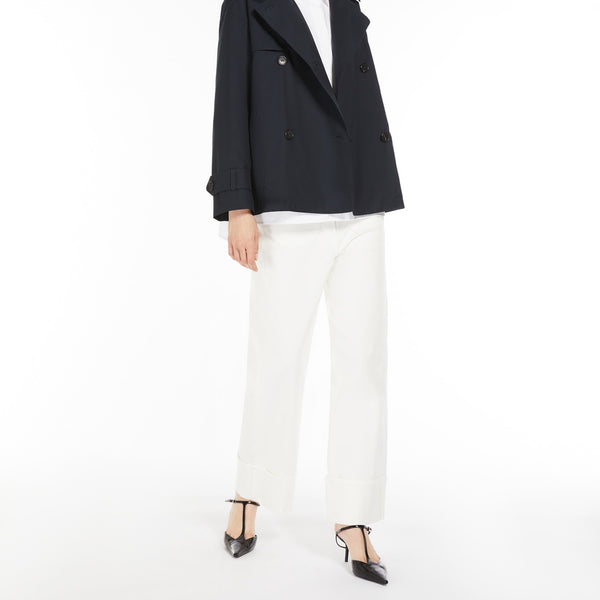 Short trench coat in water-repellent twill