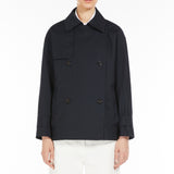 Short trench coat in water-repellent twill