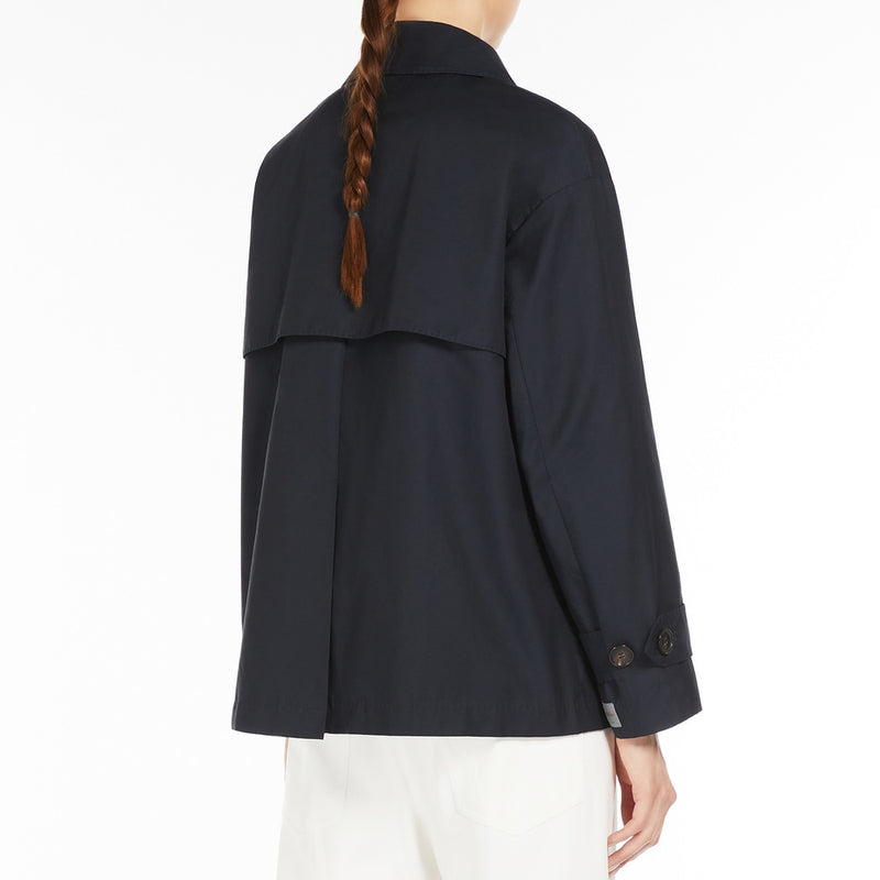 Short trench coat in water-repellent twill