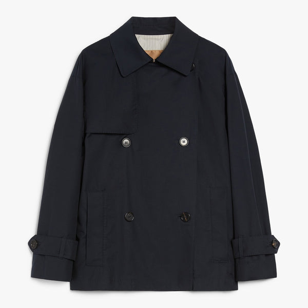 Short trench coat in water-repellent twill