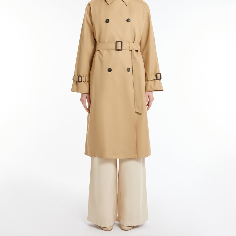 Reversible trench coat in water-repellent gabardine