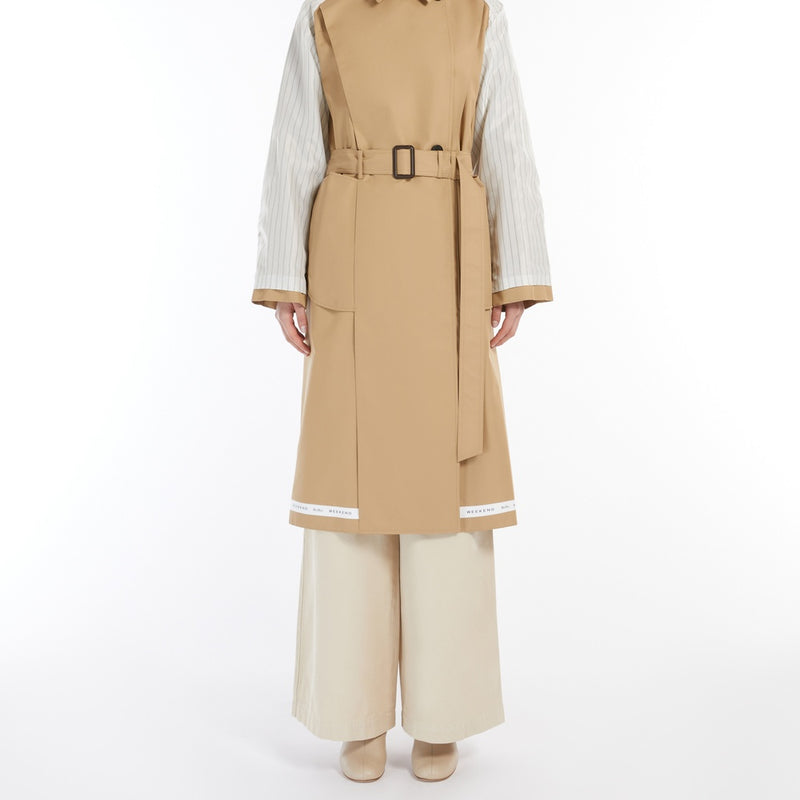 Reversible trench coat in water-repellent gabardine